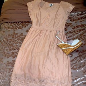 Baby pink knit laced dress